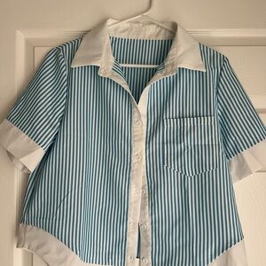 Blue and White Striped Kids Shirt